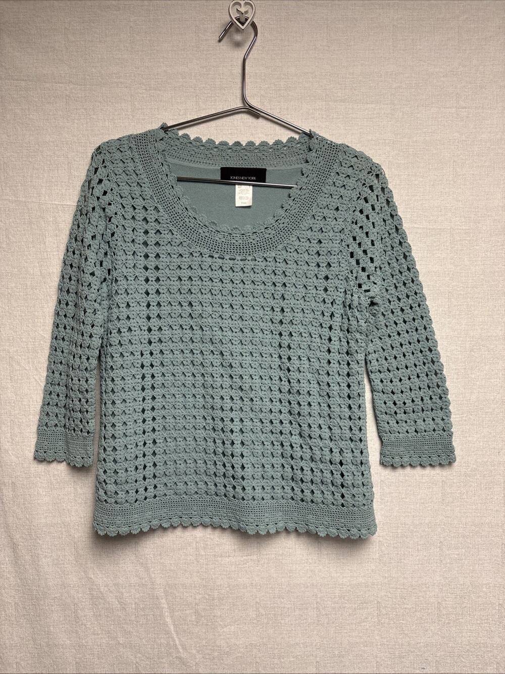 Jones NY Women's Sage Green Knitted Lined Sweater - Size L